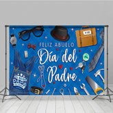 Aperturee - Aperturee Blue Rhombus Feliz Abuelo Dia Del Padre Backdrop